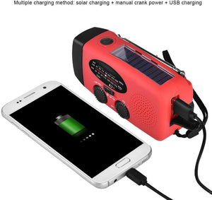 fosa Emergency Solar Hand Autoamplificado Crank Dynamo Am/FM/WB Radio meteorológica Linterna LED Cargador Portátil Banco de Energía para iPhone/Teléfono Inteligente(Black)