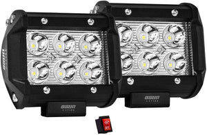 Par de Faros de LED diseño Cuadrado con 18W de Luz Concentrada de Alta Intensidad con 6 Leds tipo 3030 unico con laterales 100% de metal