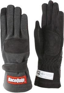 RaceQuip 355 Series - Guantes de carreras (2 capas), color negro, SFI 3.3/5, Negro, Large