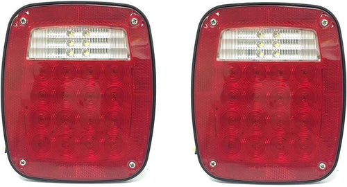 MaxxHaul 80685 - Luz Trasera Universal Cuadrada 12 V combinación 38 LED, para camión, Remolque, Barco, Jeep, SUV, RV, Vans, Base Plana, 2 Unidades, Regular, Paquete de 2